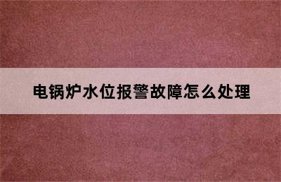 电锅炉水位报警故障怎么处理