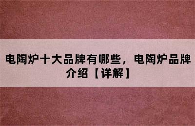 电陶炉十大品牌有哪些，电陶炉品牌介绍【详解】