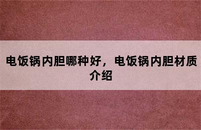 电饭锅内胆哪种好，电饭锅内胆材质介绍