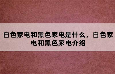 白色家电和黑色家电是什么，白色家电和黑色家电介绍