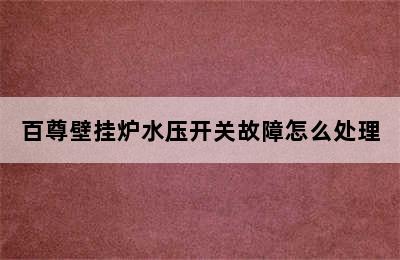 百尊壁挂炉水压开关故障怎么处理