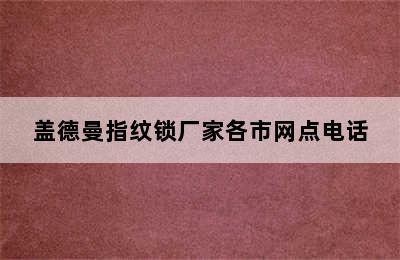 盖德曼指纹锁厂家各市网点电话