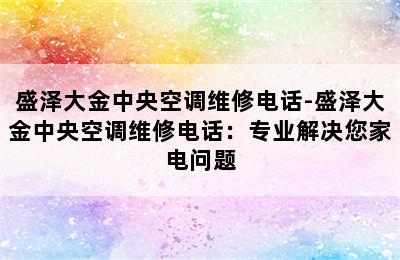 盛泽大金中央空调维修电话-盛泽大金中央空调维修电话：专业解决您家电问题