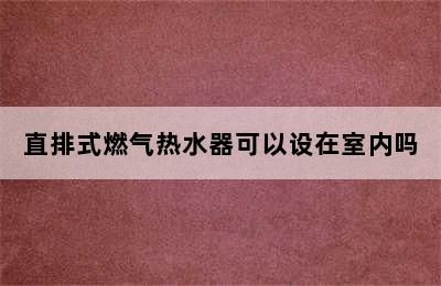 直排式燃气热水器可以设在室内吗