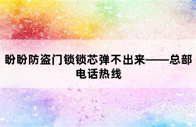 盼盼防盗门锁锁芯弹不出来——总部电话热线