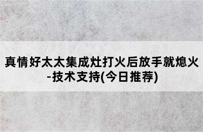 真情好太太集成灶打火后放手就熄火-技术支持(今日推荐)