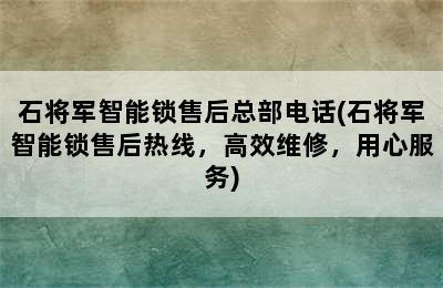 石将军智能锁售后总部电话(石将军智能锁售后热线，高效维修，用心服务)