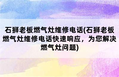 石狮老板燃气灶维修电话(石狮老板燃气灶维修电话快速响应，为您解决燃气灶问题)