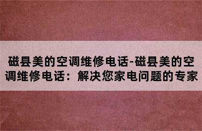 磁县美的空调维修电话-磁县美的空调维修电话：解决您家电问题的专家