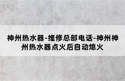 神州热水器-维修总部电话-神州神州热水器点火后自动熄火