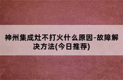 神州集成灶不打火什么原因-故障解决方法(今日推荐)