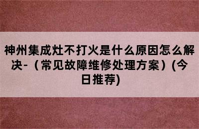 神州集成灶不打火是什么原因怎么解决-（常见故障维修处理方案）(今日推荐)