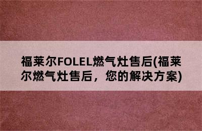 福莱尔FOLEL燃气灶售后(福莱尔燃气灶售后，您的解决方案)