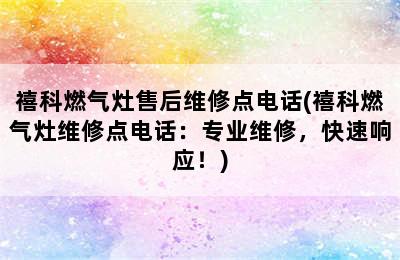 禧科燃气灶售后维修点电话(禧科燃气灶维修点电话：专业维修，快速响应！)