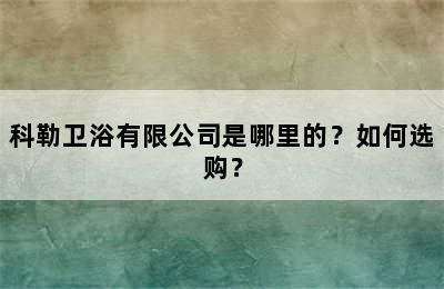 科勒卫浴有限公司是哪里的？如何选购？