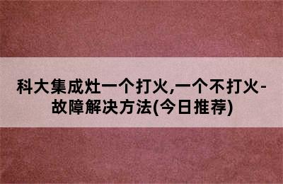 科大集成灶一个打火,一个不打火-故障解决方法(今日推荐)