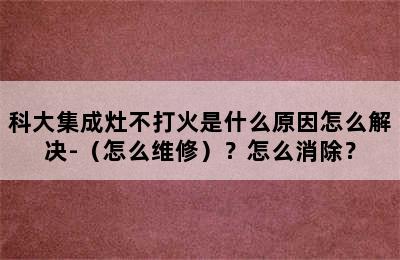 科大集成灶不打火是什么原因怎么解决-（怎么维修）？怎么消除？