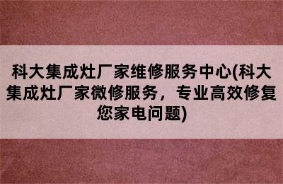 科大集成灶厂家维修服务中心(科大集成灶厂家微修服务，专业高效修复您家电问题)