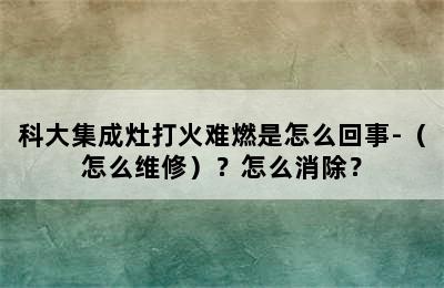 科大集成灶打火难燃是怎么回事-（怎么维修）？怎么消除？