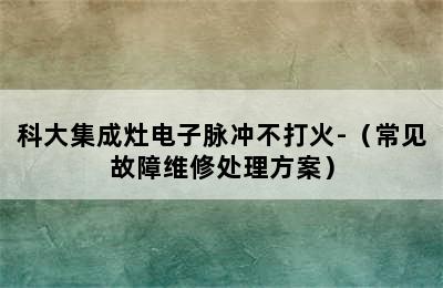 科大集成灶电子脉冲不打火-（常见故障维修处理方案）