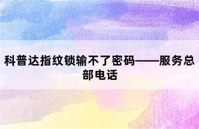 科普达指纹锁输不了密码——服务总部电话