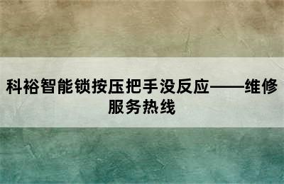 科裕智能锁按压把手没反应——维修服务热线