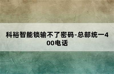 科裕智能锁输不了密码-总部统一400电话