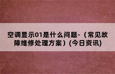 空调显示01是什么问题-（常见故障维修处理方案）(今日资讯)