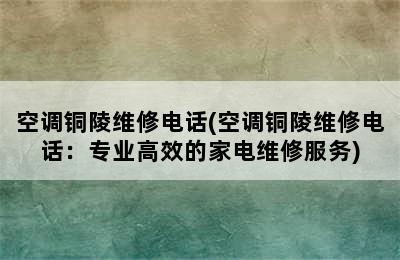 空调铜陵维修电话(空调铜陵维修电话：专业高效的家电维修服务)