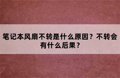 笔记本风扇不转是什么原因？不转会有什么后果？