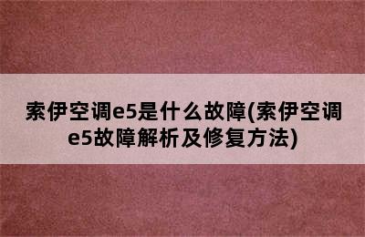 索伊空调e5是什么故障(索伊空调e5故障解析及修复方法)