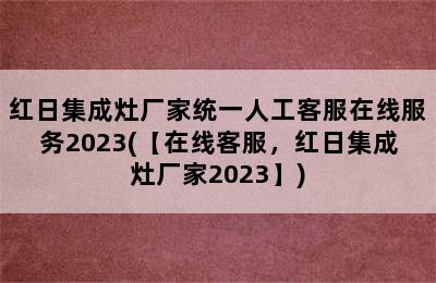 红日集成灶厂家统一人工客服在线服务2023(【在线客服，红日集成灶厂家2023】)