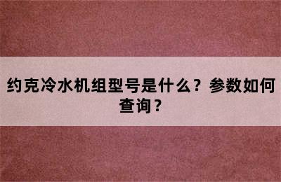 约克冷水机组型号是什么？参数如何查询？