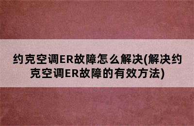 约克空调ER故障怎么解决(解决约克空调ER故障的有效方法)