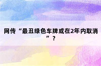 网传“最丑绿色车牌或在2年内取消”？