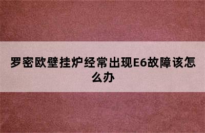 罗密欧壁挂炉经常出现E6故障该怎么办