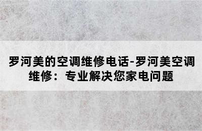 罗河美的空调维修电话-罗河美空调维修：专业解决您家电问题