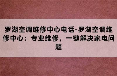 罗湖空调维修中心电话-罗湖空调维修中心：专业维修，一键解决家电问题