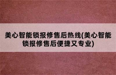 美心智能锁报修售后热线(美心智能锁报修售后便捷又专业)