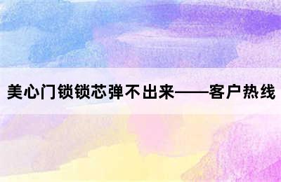 美心门锁锁芯弹不出来——客户热线