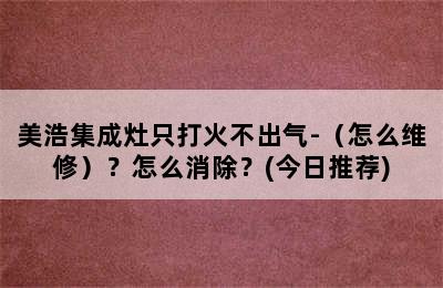 美浩集成灶只打火不出气-（怎么维修）？怎么消除？(今日推荐)