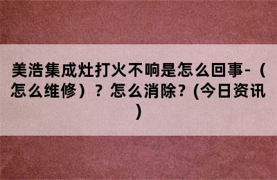 美浩集成灶打火不响是怎么回事-（怎么维修）？怎么消除？(今日资讯)