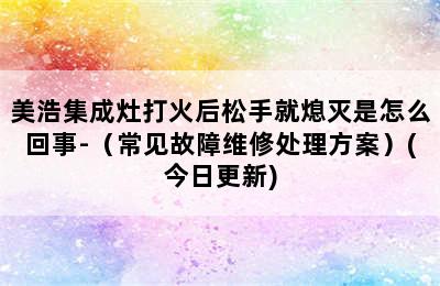 美浩集成灶打火后松手就熄灭是怎么回事-（常见故障维修处理方案）(今日更新)