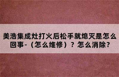 美浩集成灶打火后松手就熄灭是怎么回事-（怎么维修）？怎么消除？