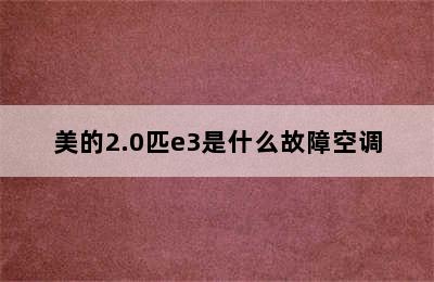 美的2.0匹e3是什么故障空调