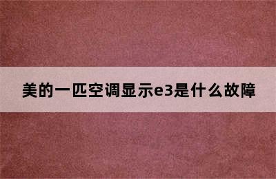 美的一匹空调显示e3是什么故障