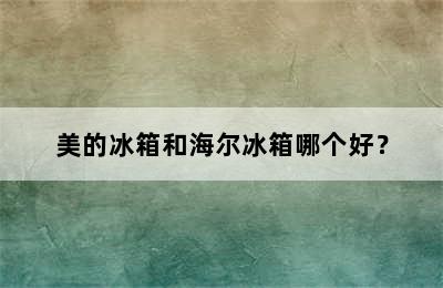 美的冰箱和海尔冰箱哪个好？