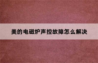 美的电磁炉声控故障怎么解决