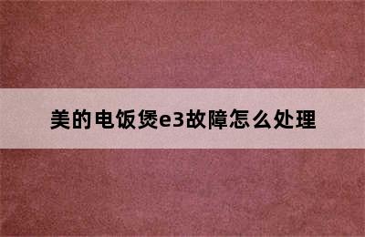 美的电饭煲e3故障怎么处理