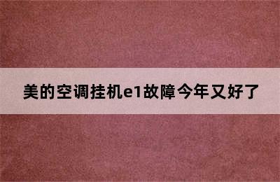 美的空调挂机e1故障今年又好了